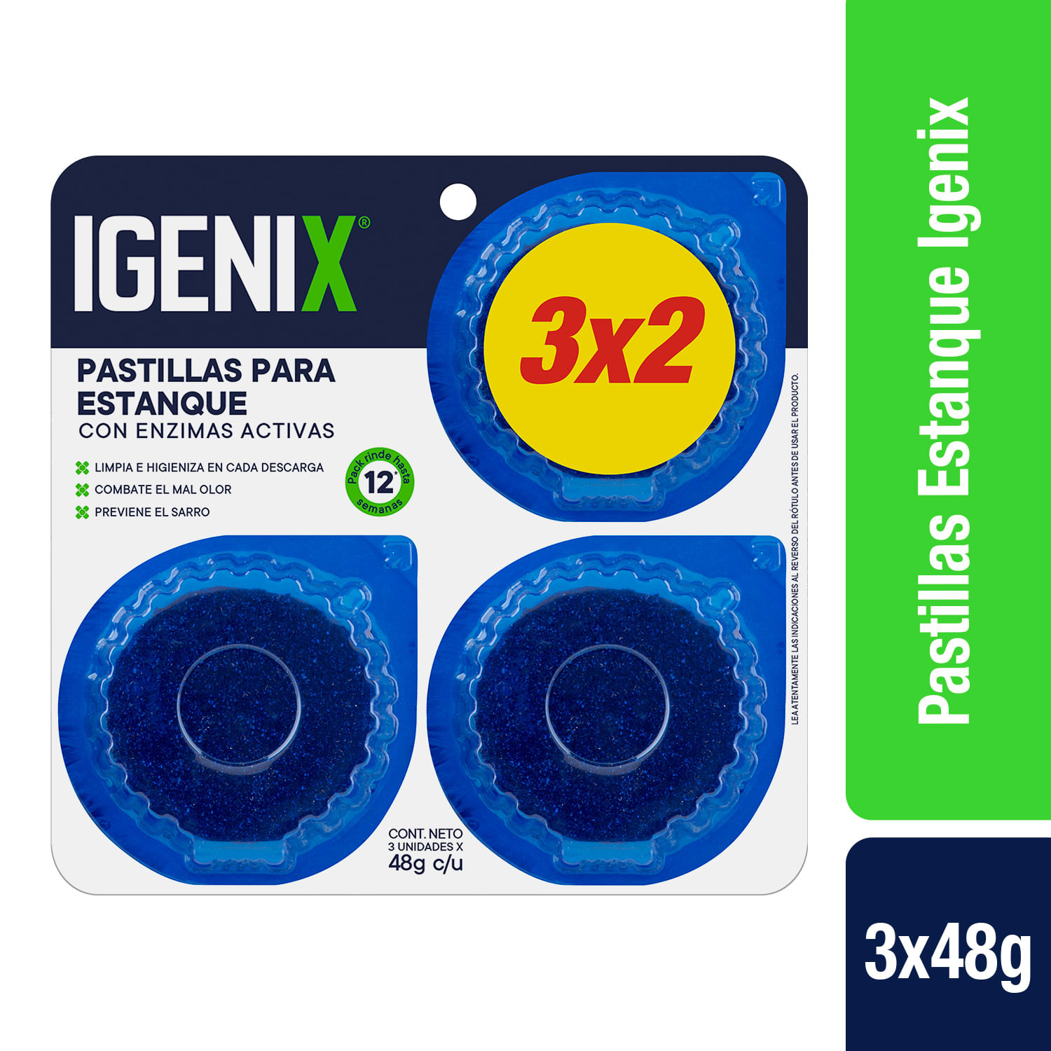 Pastillas Estanque Igenix Azul 3X12X48G